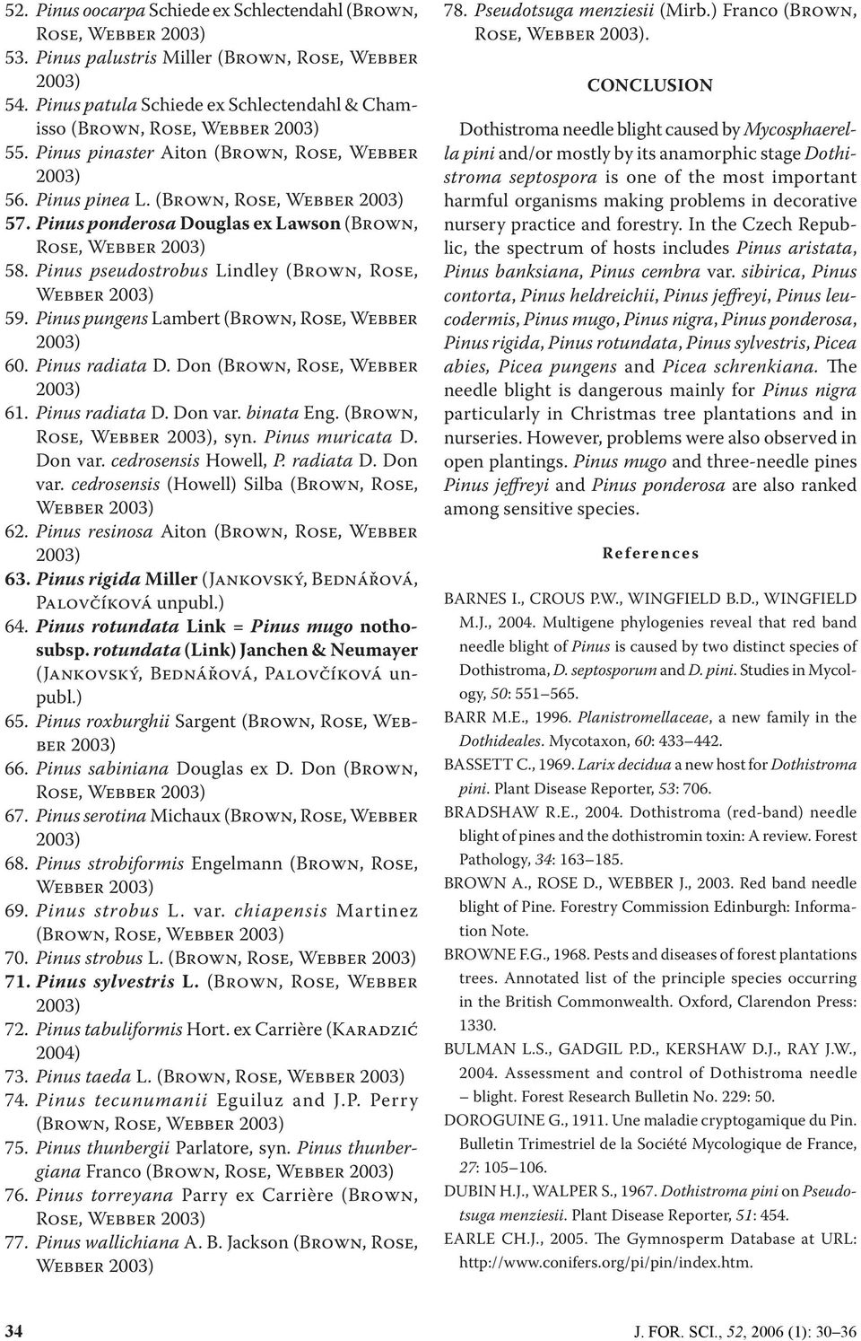 Pinus pungens Lambert (BROWN, ROSE, WEBBER 60. Pinus radiata D. Don (BROWN, ROSE, WEBBER 61. Pinus radiata D. Don var. binata Eng. (BROWN, ROSE, WEBBER, syn. Pinus muricata D. Don var. cedrosensis Howell, P.