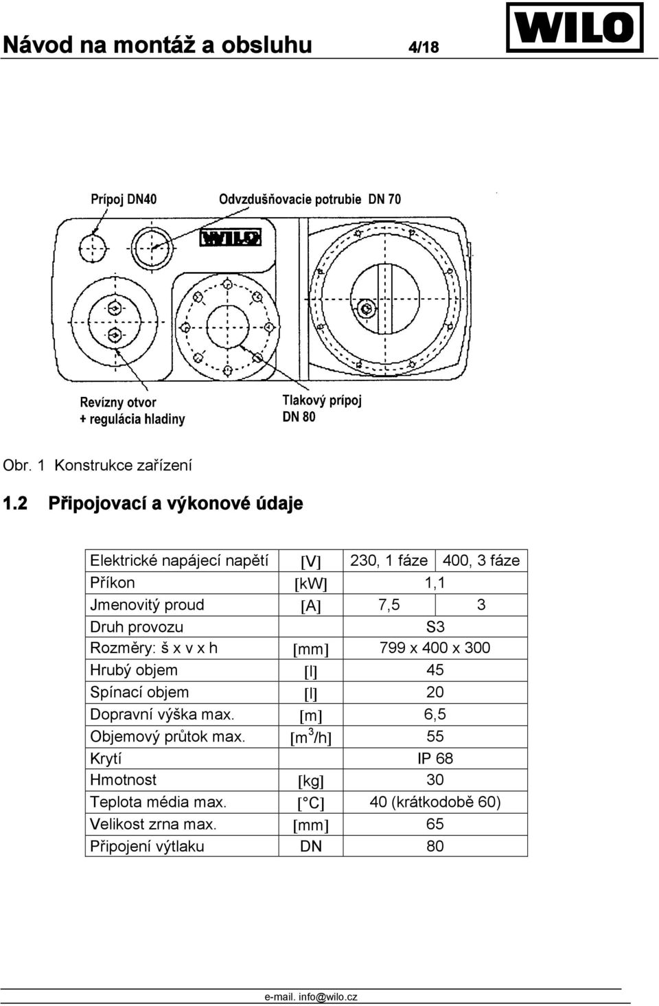 proud A 7,5 3 Druh provozu S3 Rozměry: š x v x h mm 799 x 400 x 300 Hrubý objem l 45 Spínací objem l 20