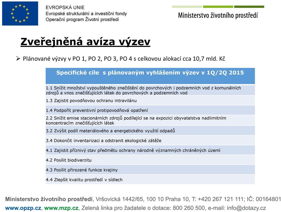 3 Zajistit povodňovou ochranu intravilánu 1.4 Podpořit preventivní protipovodňová opatření 2.