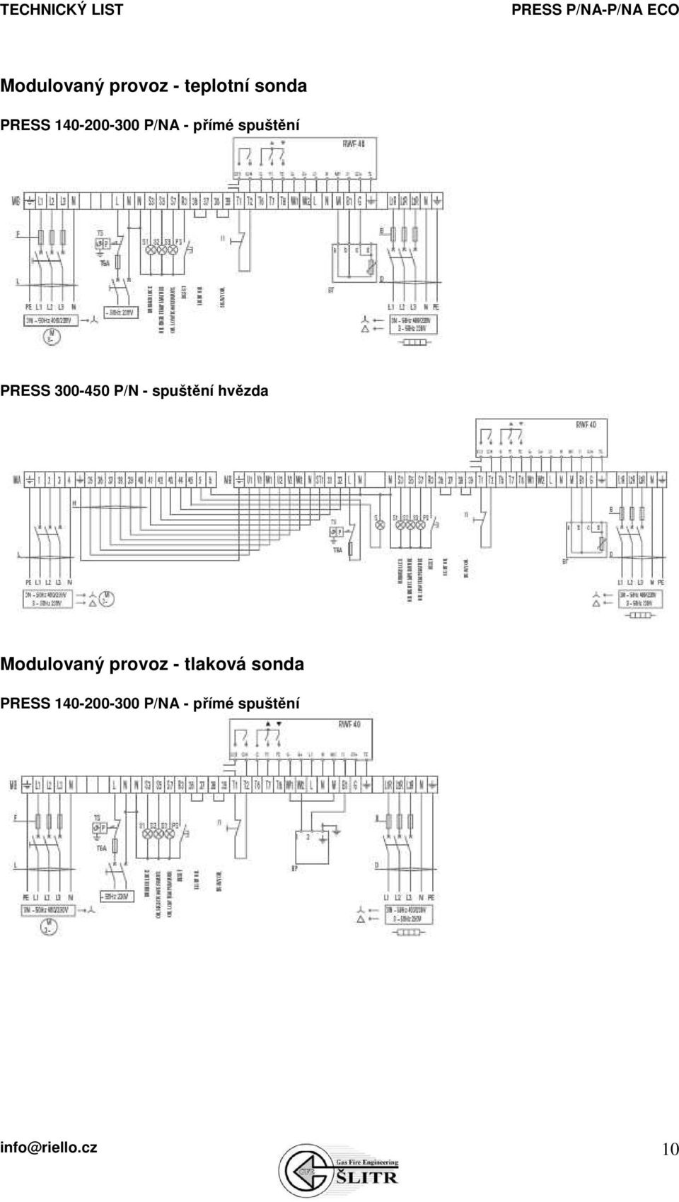 P/N - spuštění hvězda Modulovaný provoz - tlaková