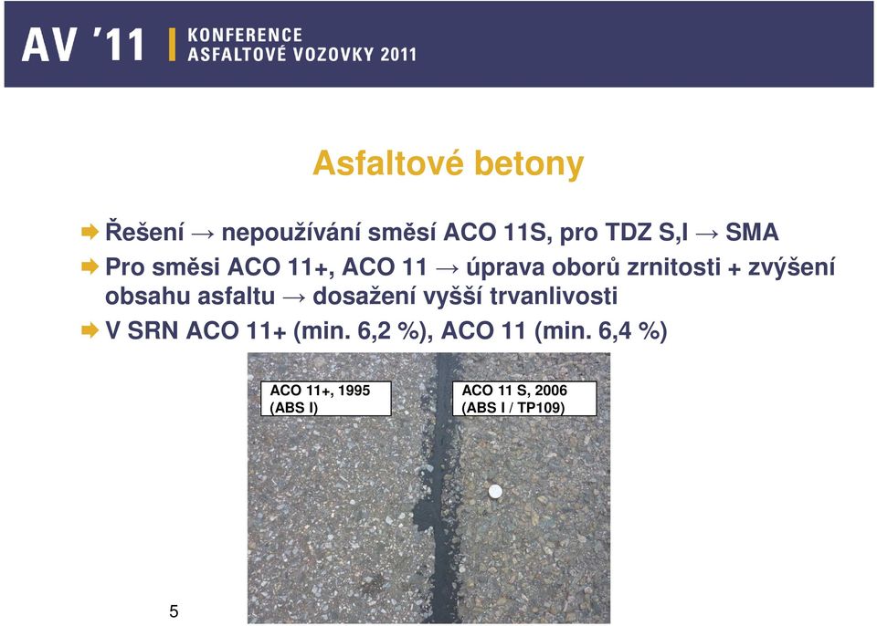asfaltu dosažení vyšší trvanlivosti V SRN ACO 11+ (min.