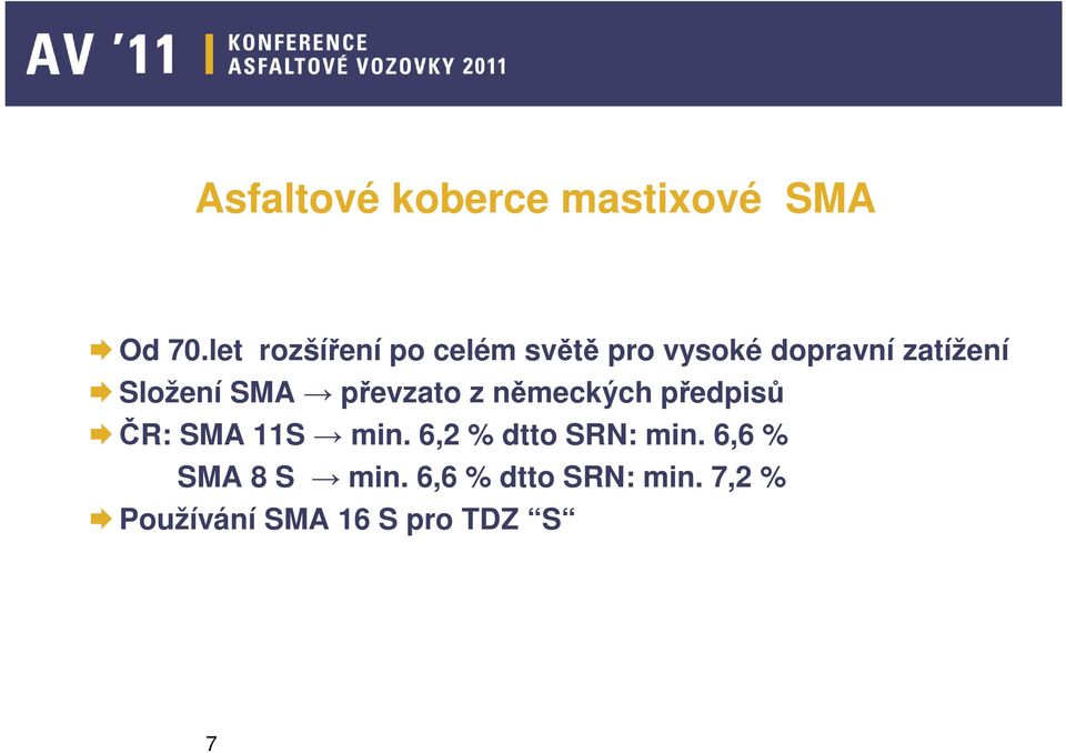 Složení SMA převzato z německých předpisů ČR: SMA 11S min.