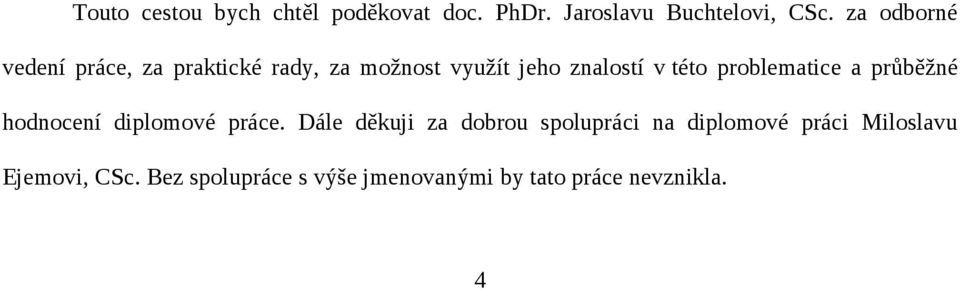 problematice a průběžné hodnocení diplomové práce.