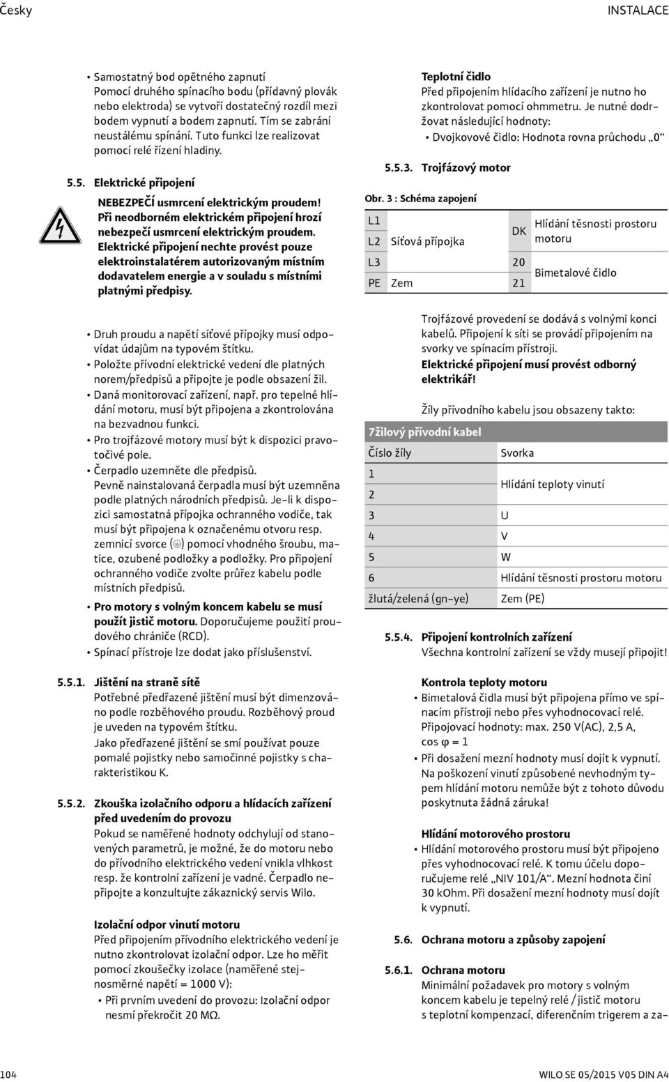 Při neodborném elektrickém připojení hrozí nebezpečí usmrcení elektrickým proudem.