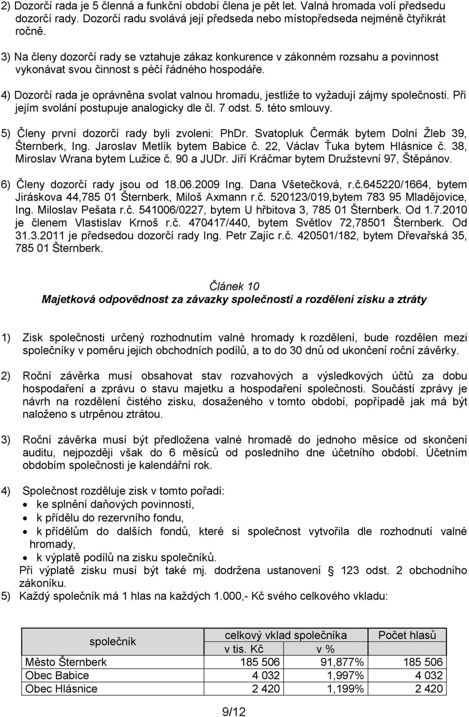 4) Dozorčí rada je oprávněna svolat valnou hromadu, jestliže to vyžadují zájmy společnosti. Při jejím svolání postupuje analogicky dle čl. 7 odst. 5. této smlouvy.