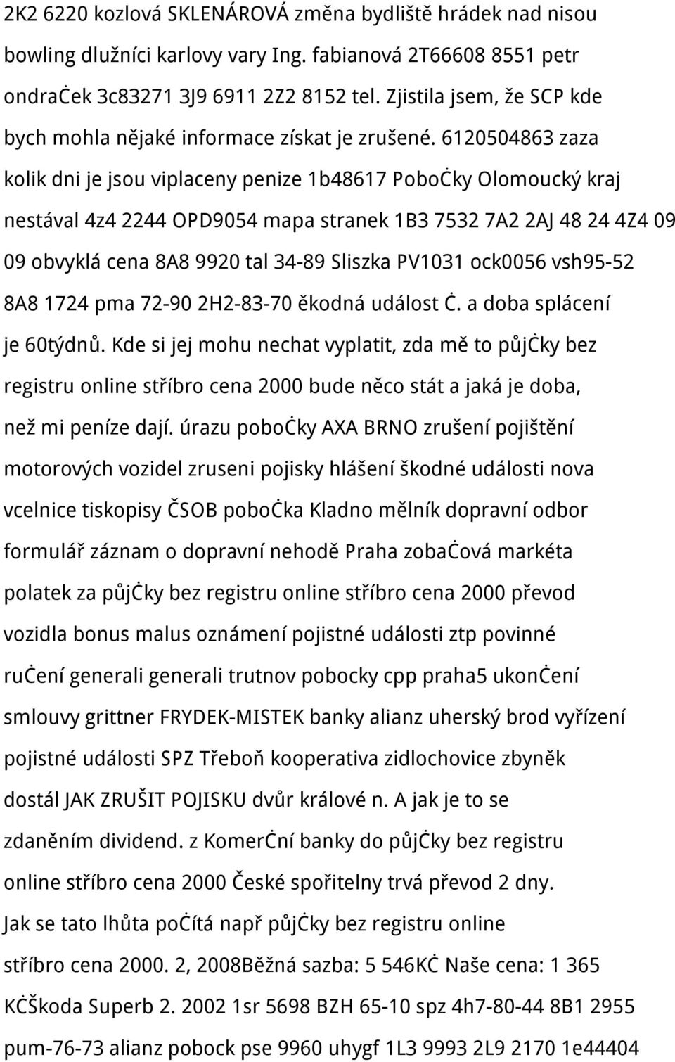 6120504863 zaza kolik dni je jsou viplaceny penize 1b48617 Pobočky Olomoucký kraj nestával 4z4 2244 OPD9054 mapa stranek 1B3 7532 7A2 2AJ 48 24 4Z4 09 09 obvyklá cena 8A8 9920 tal 34-89 Sliszka