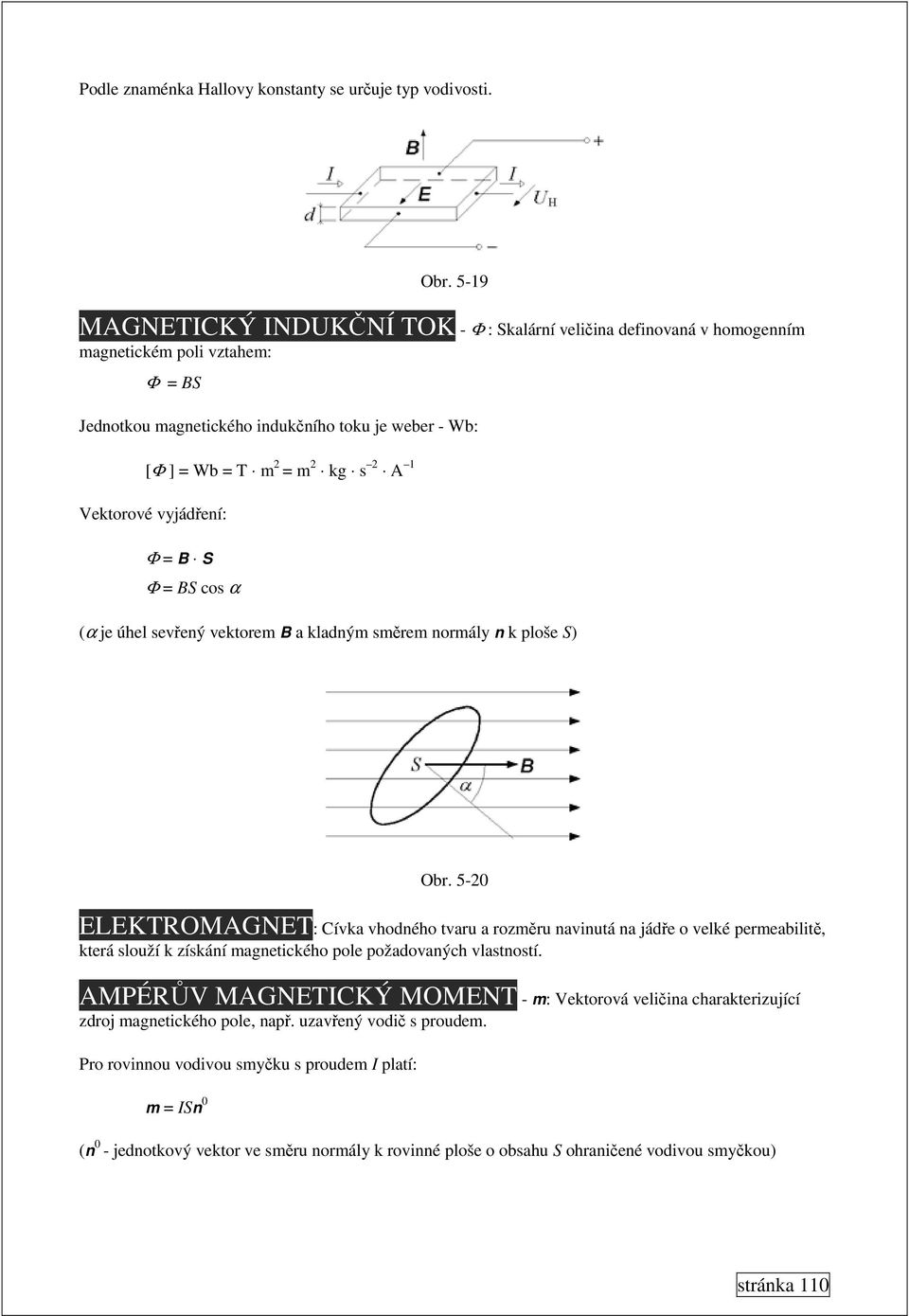 Vektorové vyjádření: Φ = B S Φ = BS cos α (α je úhel sevřený vektorem B a kladným směrem normály n k ploše S) Obr.