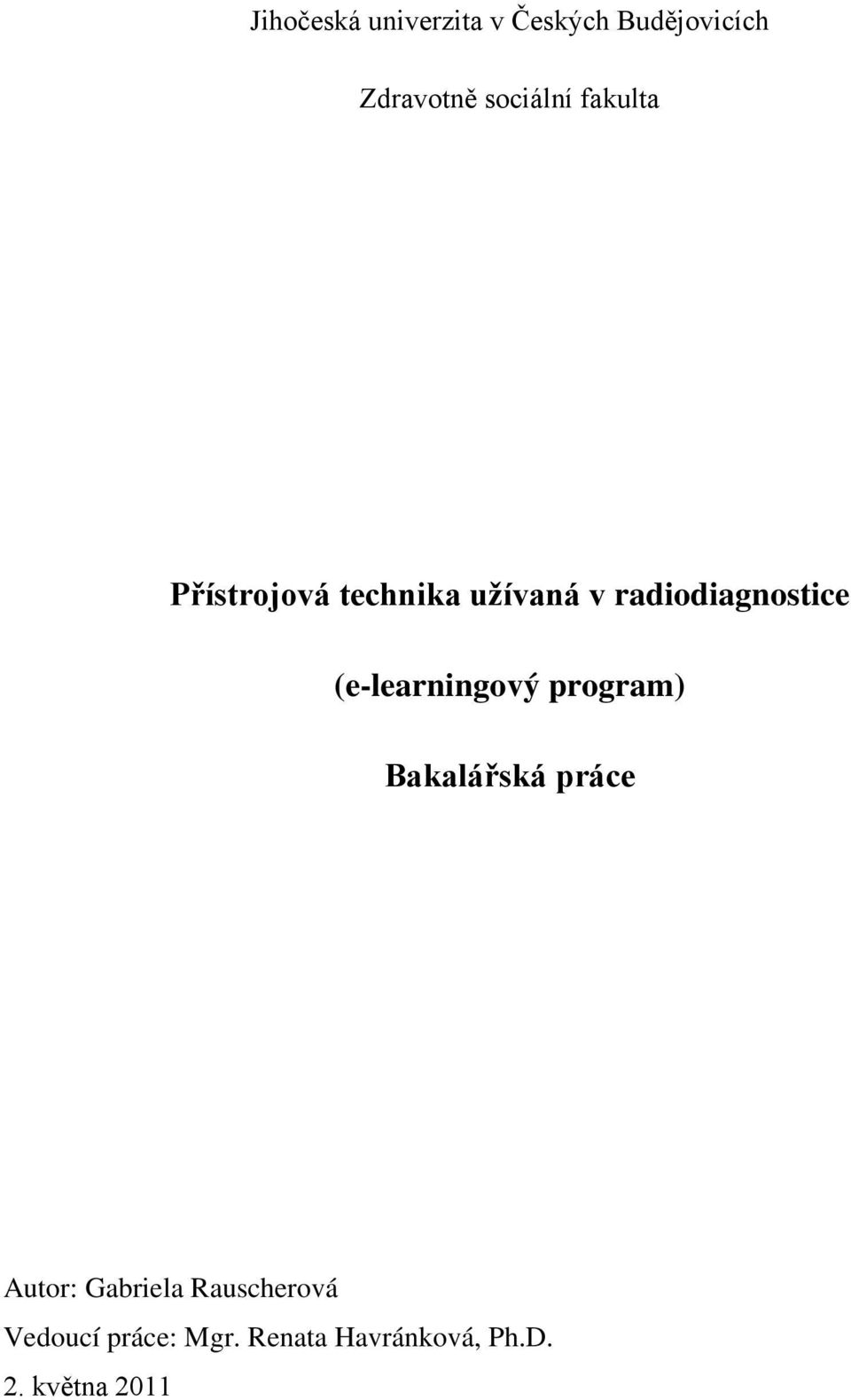 radiodiagnostice (e-learningový program) Bakalářská práce