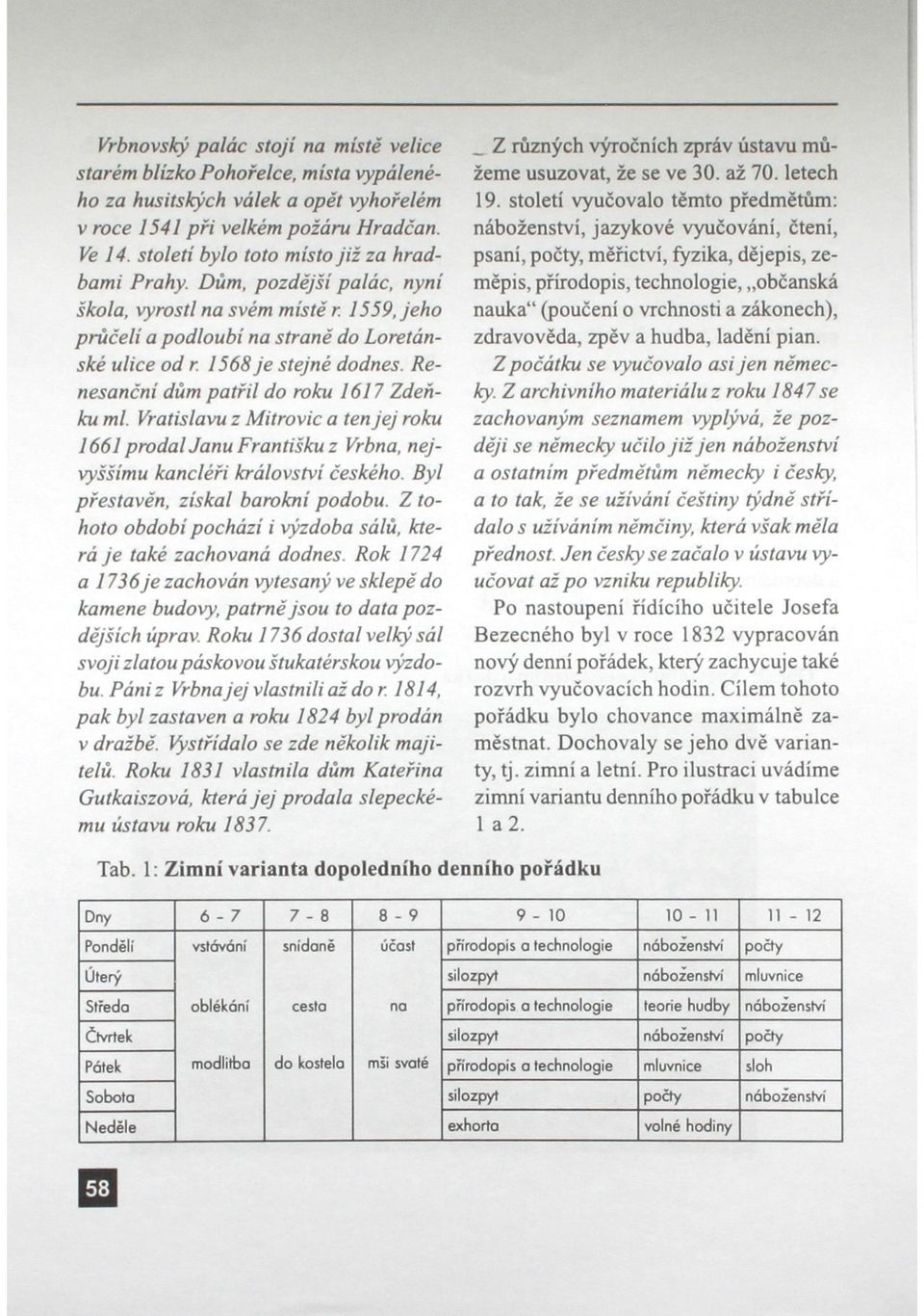 Renesanční dům patřil do roku 1617 Zdeňku ml. Vratislavu z Mitrovic a ten jej roku 1661 prodal Janu Františku z Vrbna, nejvyššímu kancléři království českého. Byl přestavěn, získal barokní podobu.