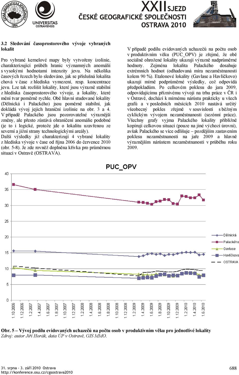 Lze tak rozlišit lokality, které jsou výrazně stabilní z hlediska časoprostorového vývoje, a lokality, které mění tvar poměrně rychle.