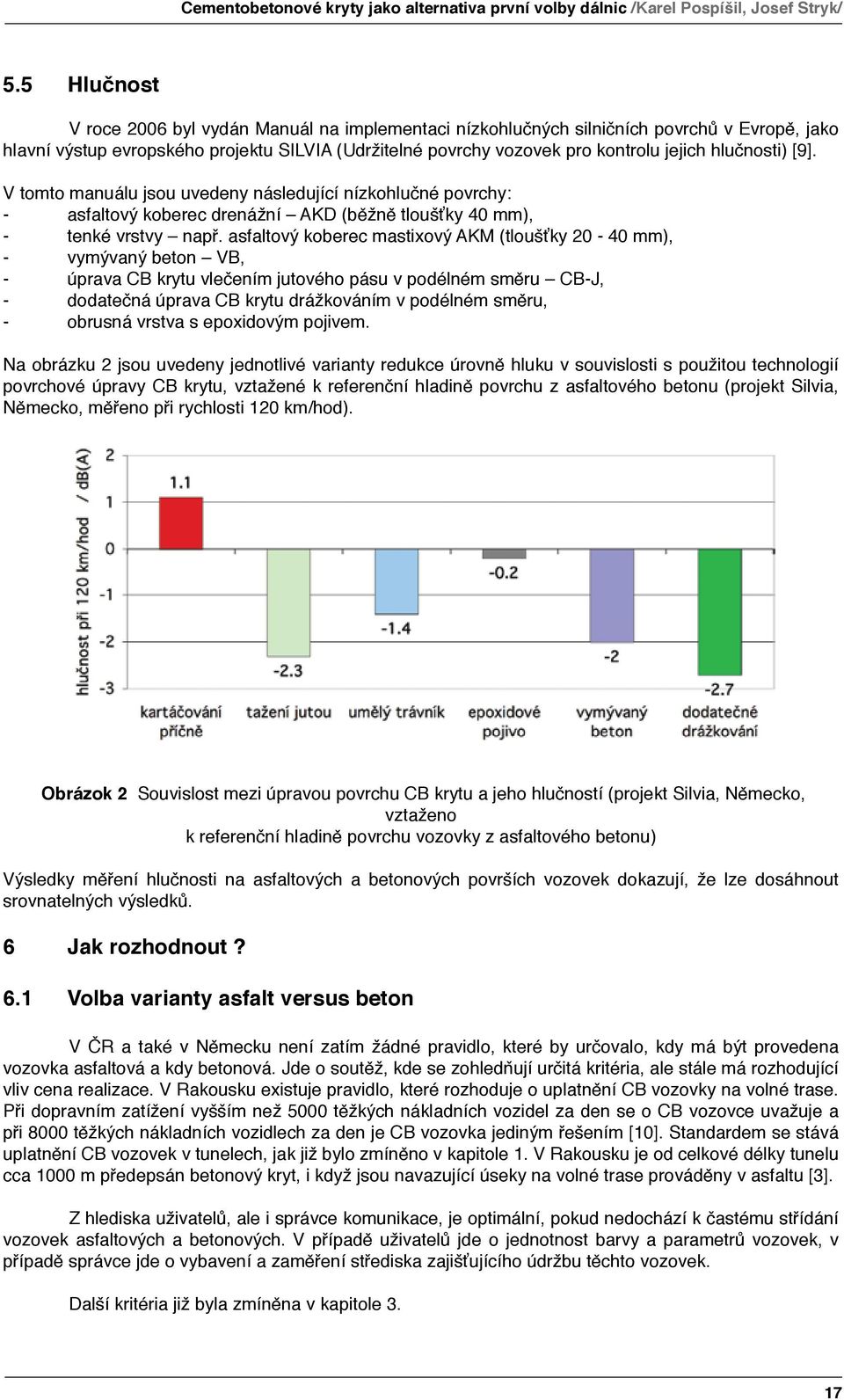 hlučnosti) [9]. V tomto manuálu jsou uvedeny následující nízkohlučné povrchy: - asfaltový koberec drenážní AKD (běžně tloušťky 40 mm), - tenké vrstvy např.