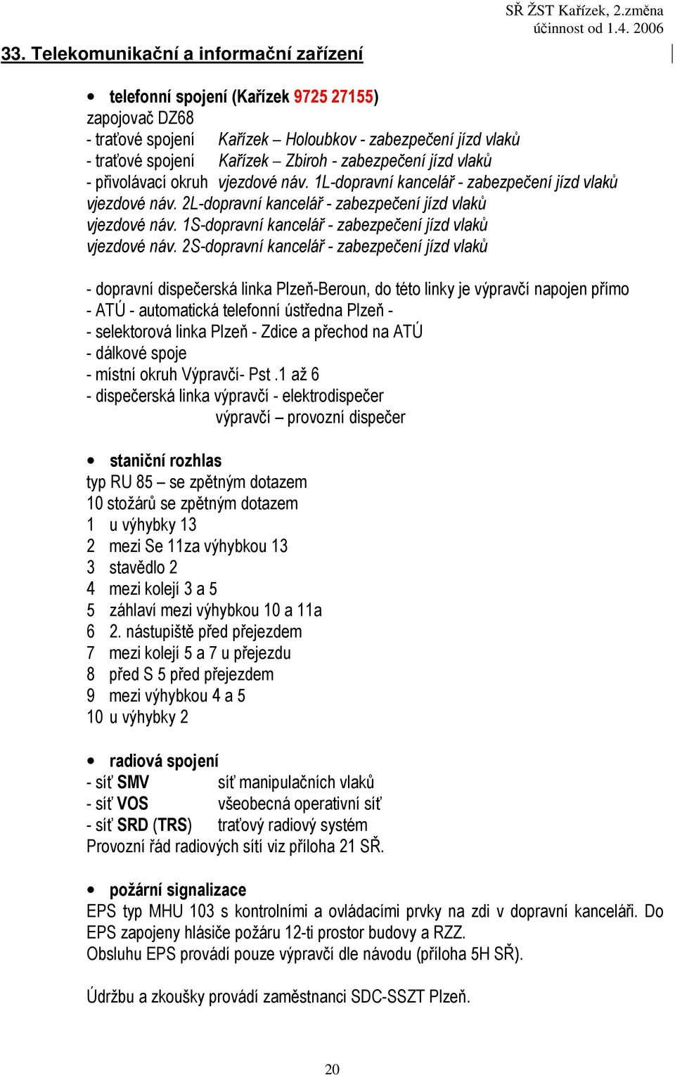 1S-dopravní kancelář - zabezpečení jízd vlaků vjezdové náv.