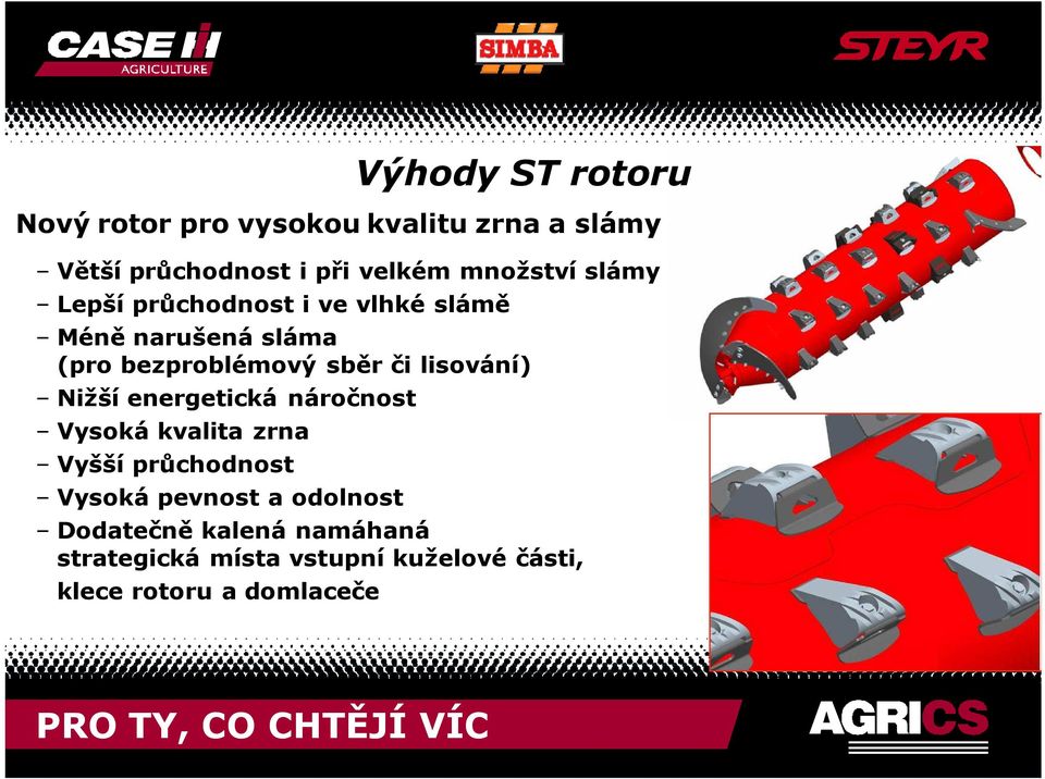 průchodnost Vysoká pevnost a odolnost Dodatečně kalená namáhaná strategická místa vstupní kuželové