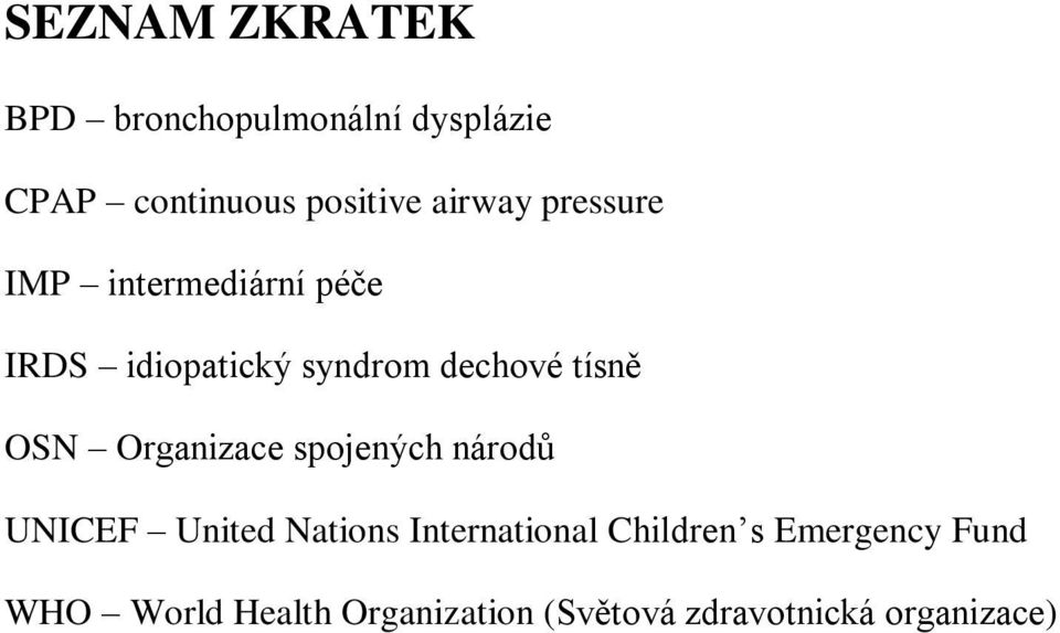 tísně OSN Organizace spojených národů UNICEF United Nations International