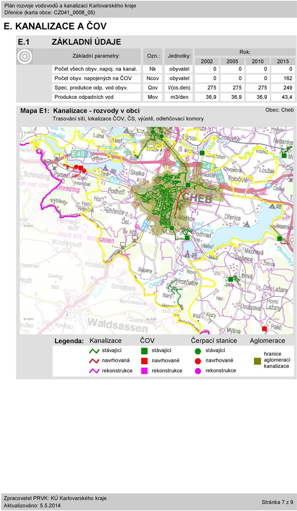 den) 275 275 275 249 Produkce odpadních vod Mov m3/den 36,9 36,9 36,9 43,4 Mapa E1: Kanalizace - rozvody v obci Trasování sítí, lokalizace ČOV, ČS, výústě,