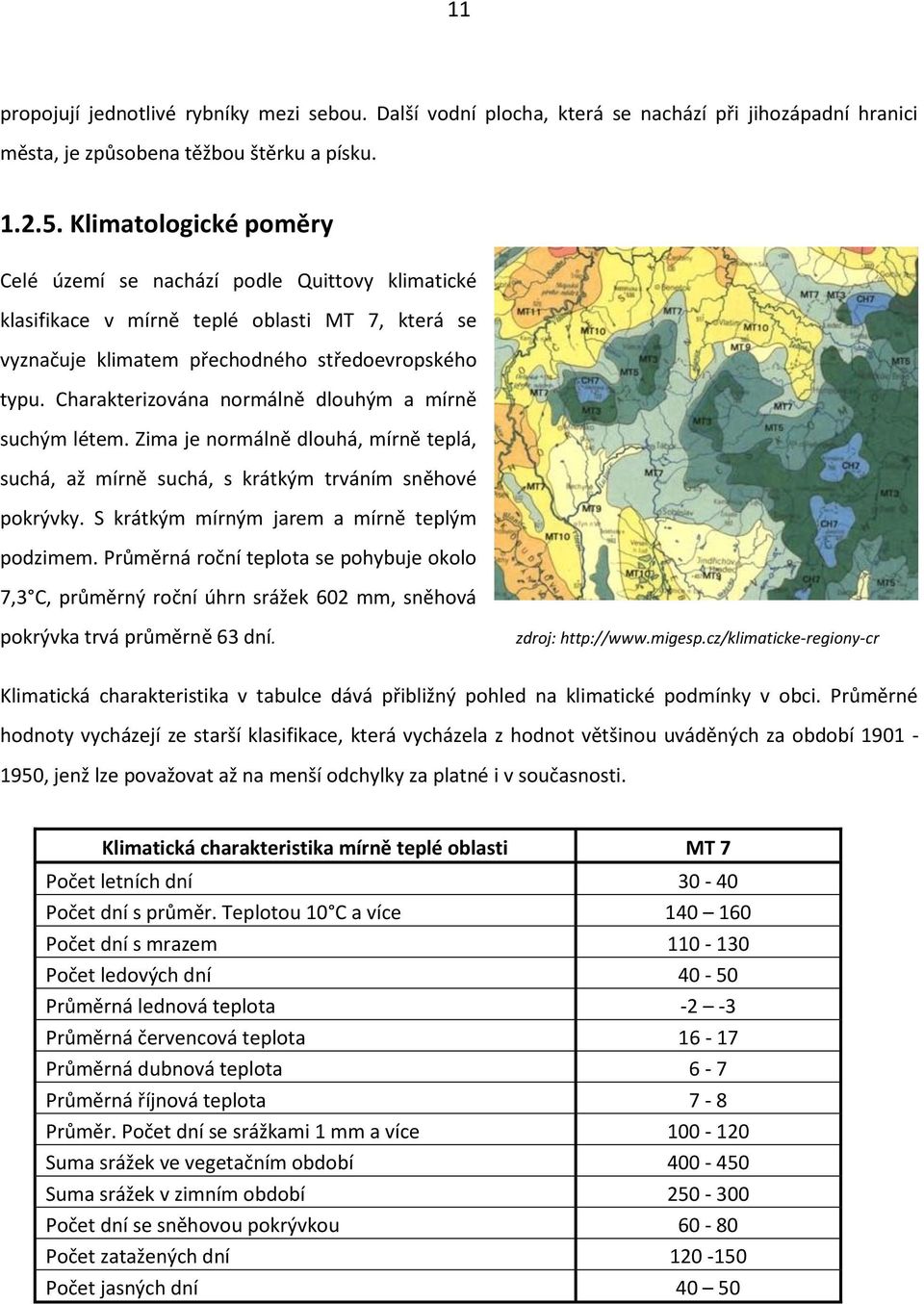 Charakterizována normálně dlouhým a mírně suchým létem. Zima je normálně dlouhá, mírně teplá, suchá, až mírně suchá, s krátkým trváním sněhové pokrývky. S krátkým mírným jarem a mírně teplým podzimem.