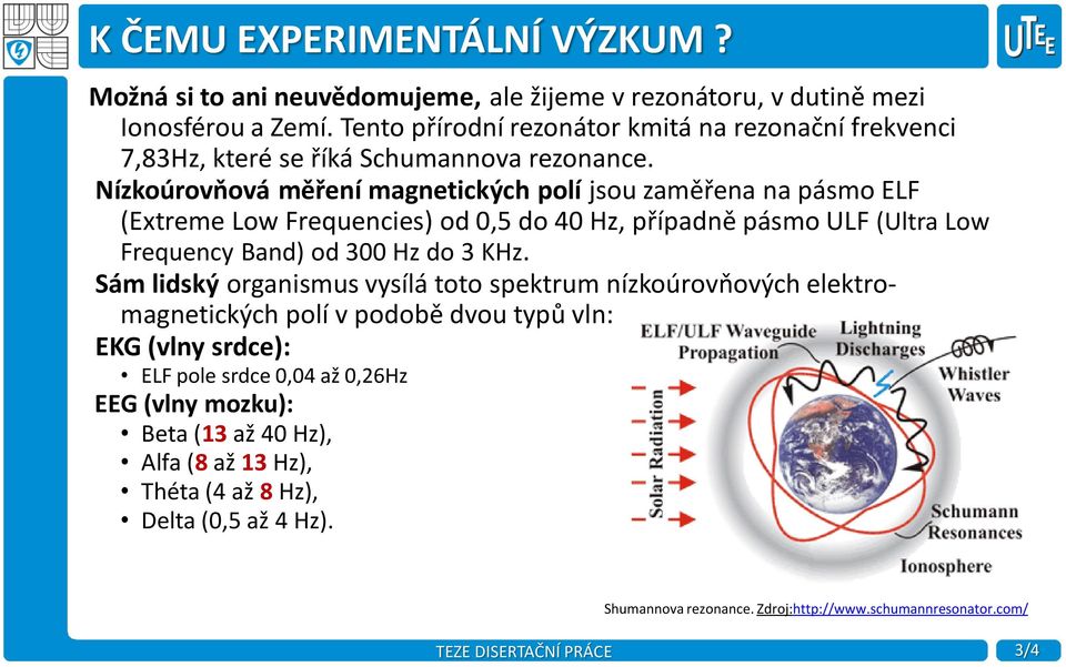 Nízkoúrovňová měření magnetických polí jsou zaměřena na pásmo ELF (Extreme Low Frequencies) od 0,5 do 40 Hz, případně pásmo ULF (Ultra Low Frequency Band) od 300 Hz do 3 KHz.