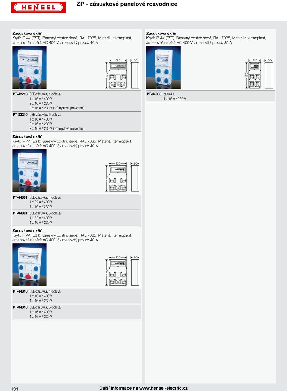 provedení) PT-44000 zásuvka PT-44001 CEE-zásuvka, 4-pólová PT-84001
