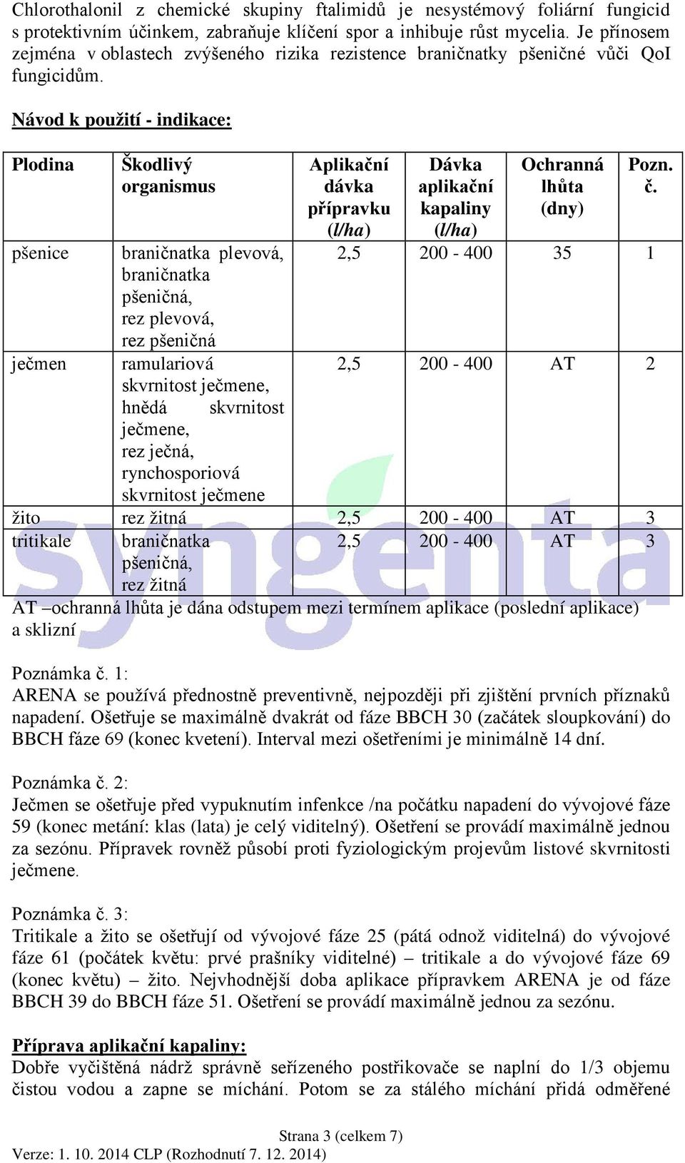 Návod k použití - indikace: Plodina pšenice ječmen Škodlivý organismus braničnatka plevová, braničnatka pšeničná, rez plevová, rez pšeničná ramulariová skvrnitost ječmene, hnědá skvrnitost ječmene,