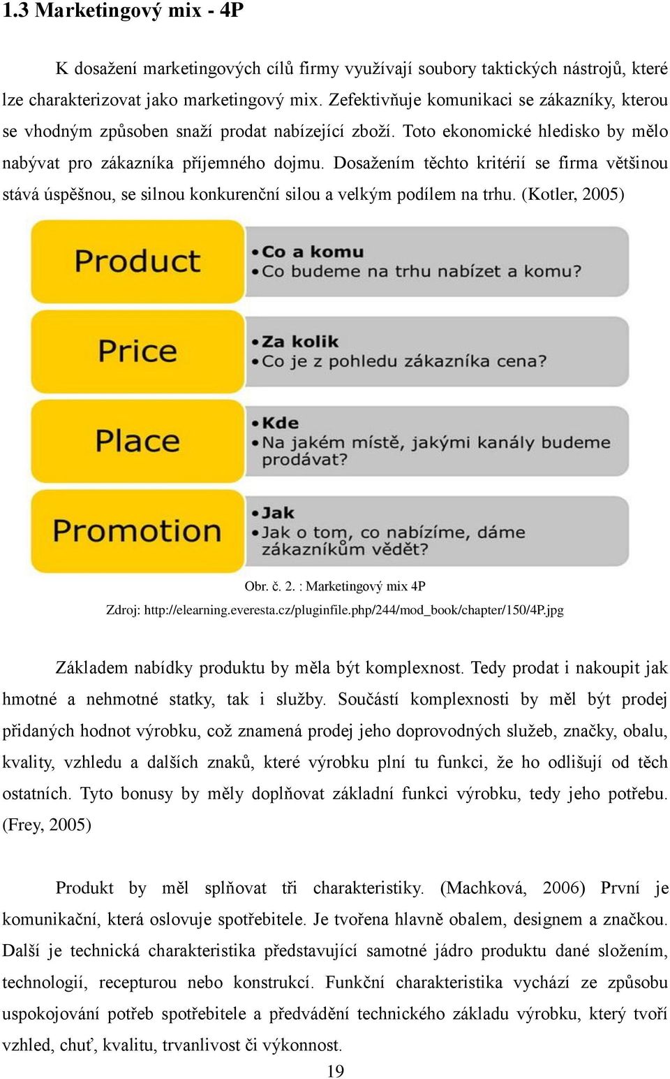 Dosažením těchto kritérií se firma většinou stává úspěšnou, se silnou konkurenční silou a velkým podílem na trhu. (Kotler, 2005) Obr. č. 2. : Marketingový mix 4P Zdroj: http://elearning.everesta.