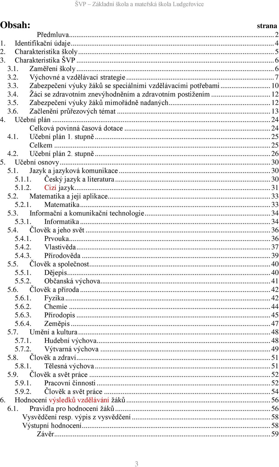 Začlenění průřezových témat... 13 4. Učební plán... 24 Celková povinná časová dotace... 24 4.1. Učební plán 1. stupně... 25 Celkem... 25 4.2. Učební plán 2. stupně... 26 5. Učební osnovy... 30 5.1. Jazyk a jazyková komunikace.