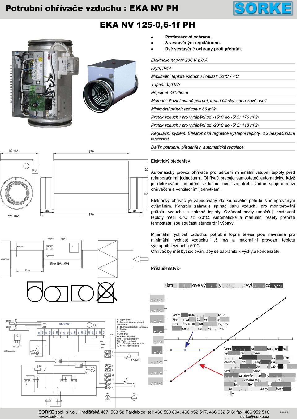 vytápění od -15 C do -5 C: 176 m³/h Průtok vzduchu pro vytápění od -20 C