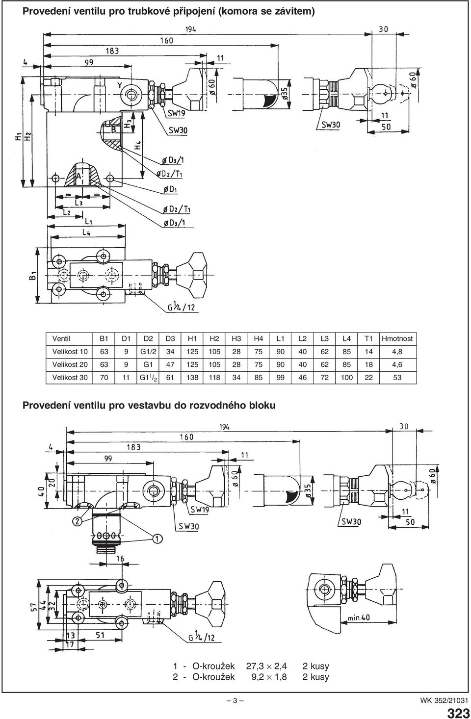 75 90 40 62 85 18 4,6 Velikost 30 70 11 G1 1 / 2 61 138 118 34 85 99 46 72 100 22 53 Provedení ventilu