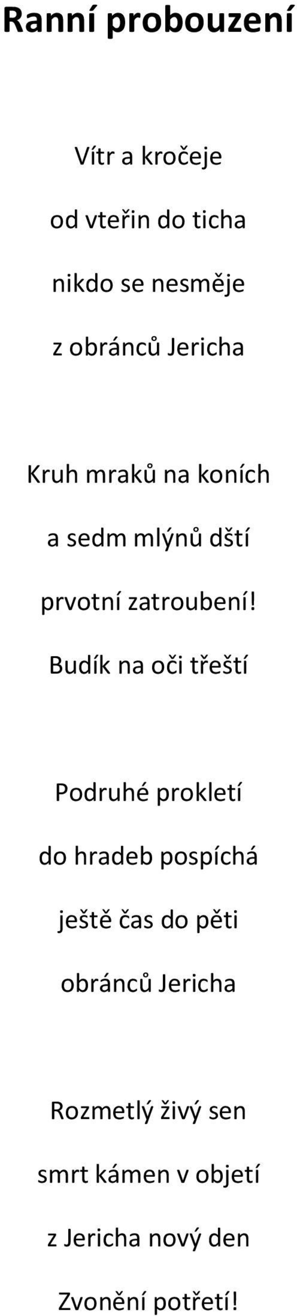 Budík na oči třeští Podruhé prokletí do hradeb pospíchá ještě čas do pěti