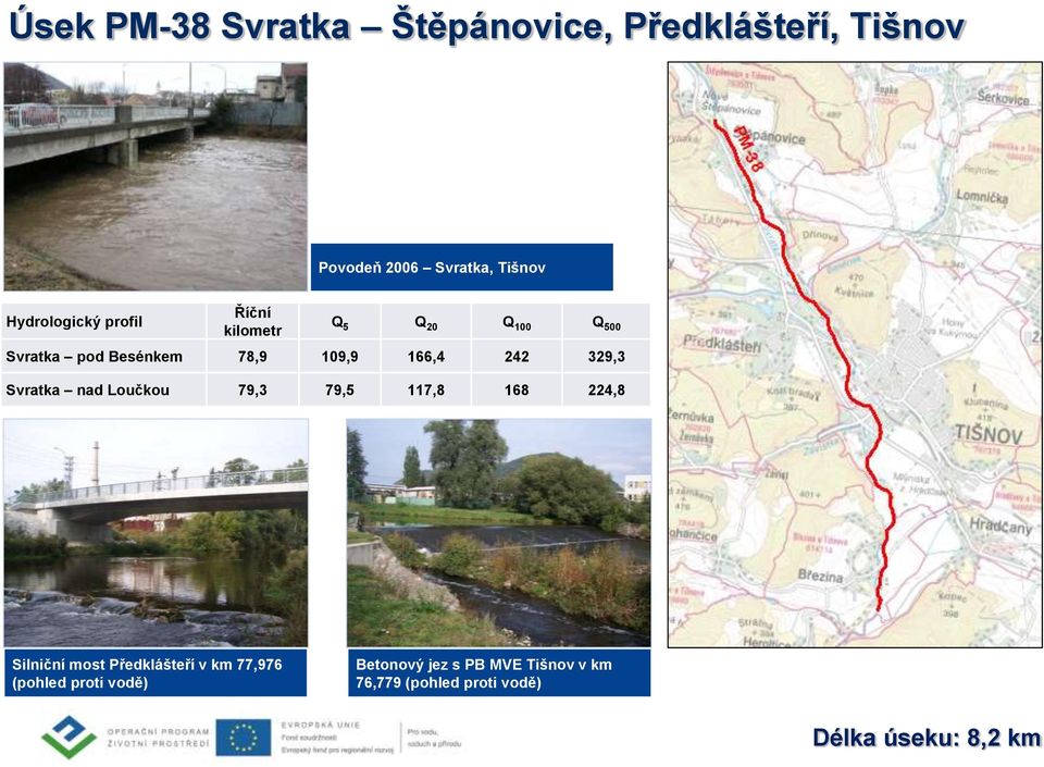 166,4 242 329,3 Svratka nad Loučkou 79,3 79,5 117,8 168 224,8 Silniční most Předklášteří v