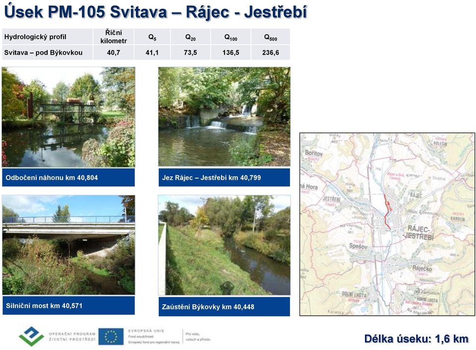 136,5 236,6 Odbočení náhonu km 40,804 Jez Rájec Jestřebí km 40,799