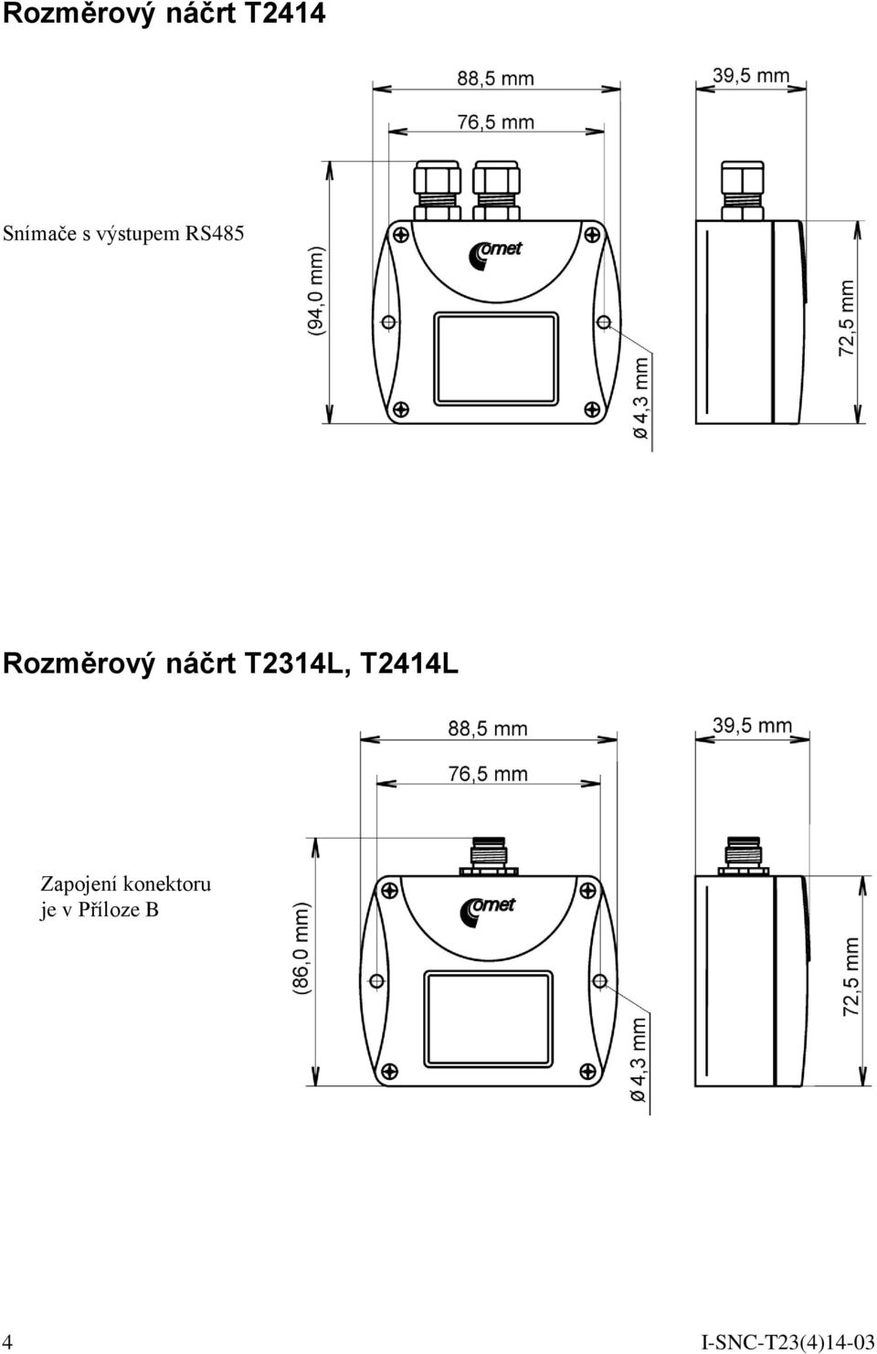 T2314L, T2414L Zapojení