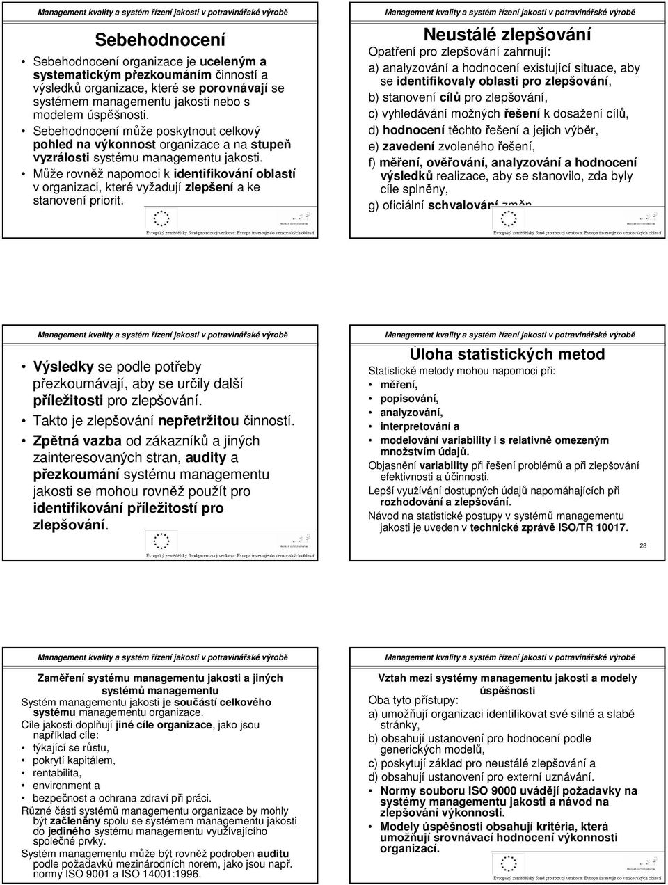 Může rovněž napomoci k identifikování oblastí v organizaci, které vyžadují zlepšení a ke stanovení priorit.