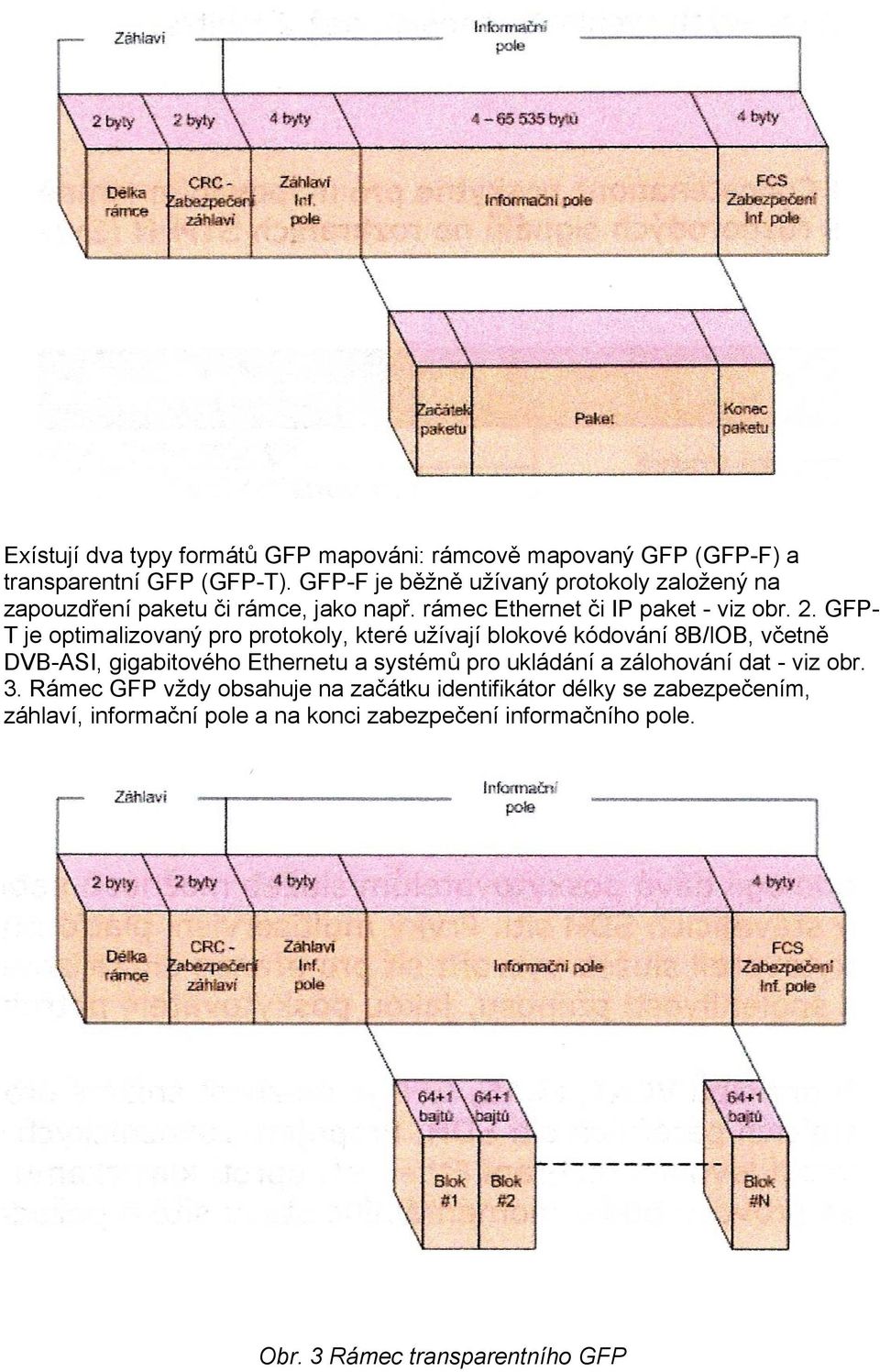 GFP- T je optimalizovaný pro protokoly, které užívají blokové kódování 8B/lOB, včetně DVB-ASI, gigabitového Ethernetu a systémů pro ukládání a