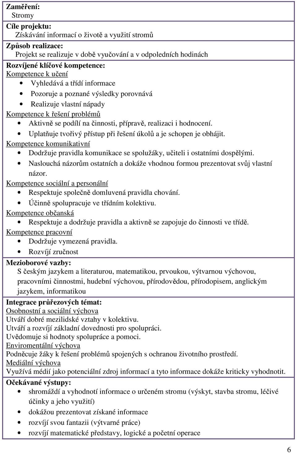 Uplatňuje tvořivý přístup při řešení úkolů a je schopen je obhájit. Kompetence komunikativní Dodržuje pravidla komunikace se spolužáky, učiteli i ostatními dospělými.