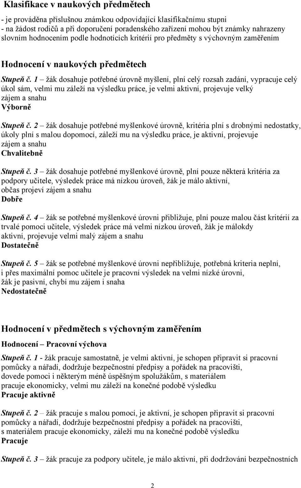 1 žák dosahuje potřebné úrovně myšlení, plní celý rozsah zadání, vypracuje celý úkol sám, velmi mu záleží na výsledku práce, je velmi aktivní, projevuje velký zájem a snahu Výborně Stupeň č.