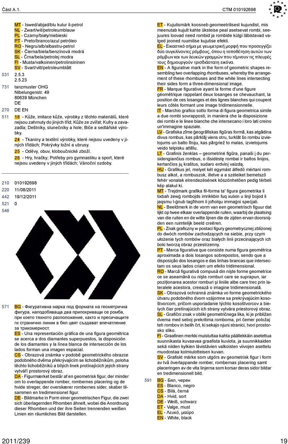 Čierna/biela/benzínová modrá SL - Črna/bela/petrolej modra FI - Musta/valkoinen/petrolinsininen SV - Svart/vitt/petroleumblått 2.5.3 2.5.23 tanzmuster OHG Nibelungenstr.