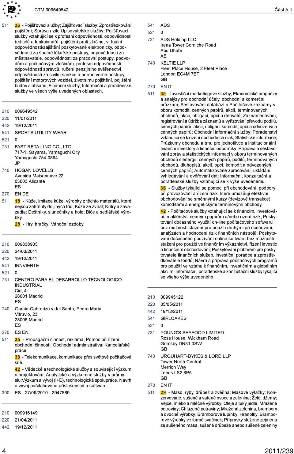 funkcionářů, pojištění proti zločinu, virtuální odpovědnosti/zajištění poskytované elektronicky, odpovědnosti za špatné lékařské postupy, odpovědnosti zaměstnavatele, odpovědnosti za pracovní