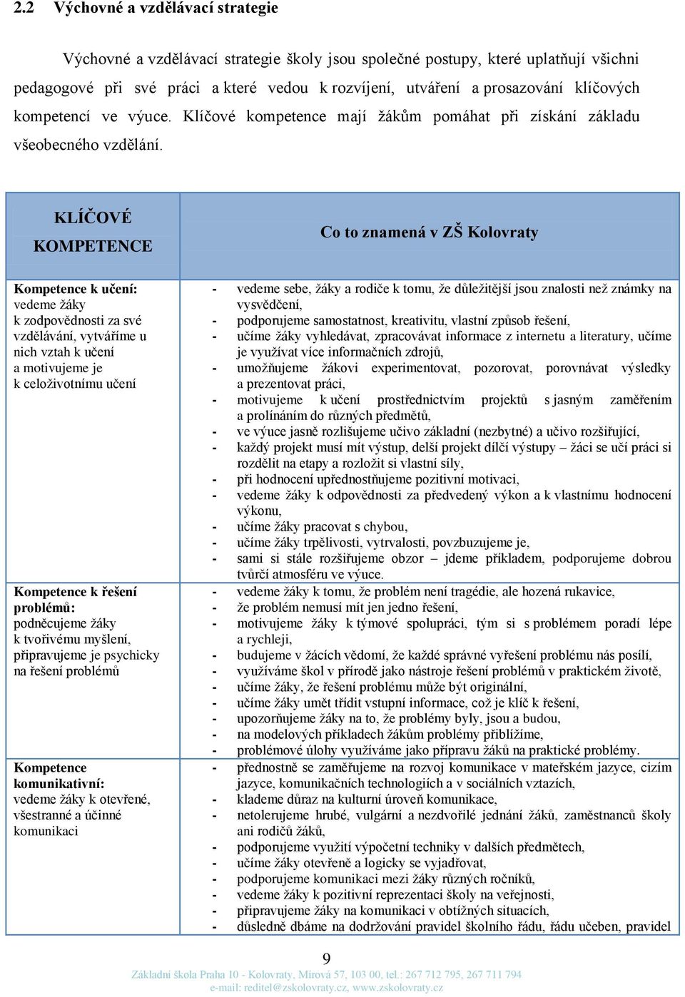 KLÍČOVÉ KOMPETENCE Kompetence k učení: vedeme žáky k zodpovědnosti za své vzdělávání, vytváříme u nich vztah k učení a motivujeme je k celoživotnímu učení Kompetence k řešení problémů: podněcujeme