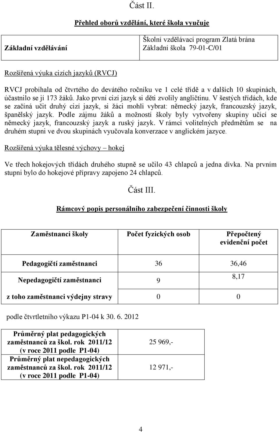 devátého ročníku ve 1 celé třídě a v dalších 10 skupinách, účastnilo se jí 173 žáků. Jako první cizí jazyk si děti zvolily angličtinu.