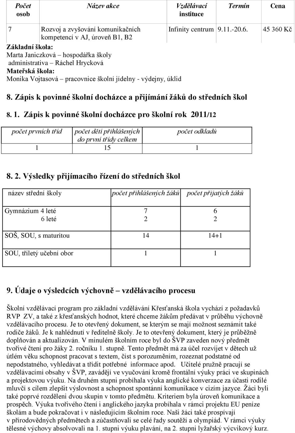 Zápis k povinné školní docházce a přijímání žáků do středních škol 8. 1.