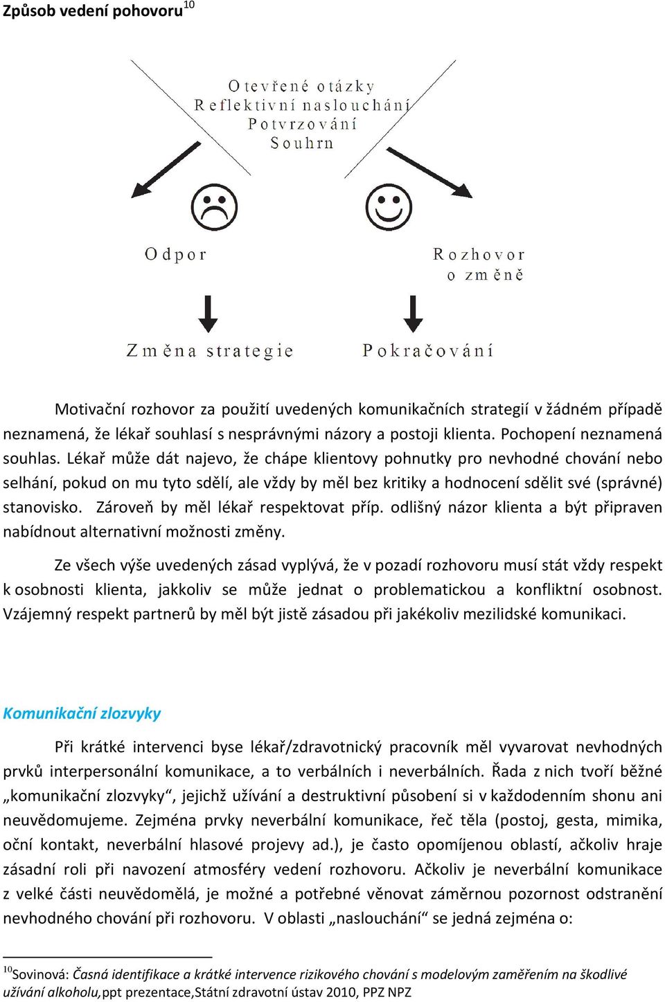 Lékař může dát najevo, že chápe klientovy pohnutky pro nevhodné chování nebo selhání, pokud on mu tyto sdělí, ale vždy by měl bez kritiky a hodnocení sdělit své (správné) stanovisko.