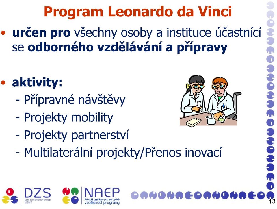 aktivity: -Přípravné návštěvy - Projekty mobility -