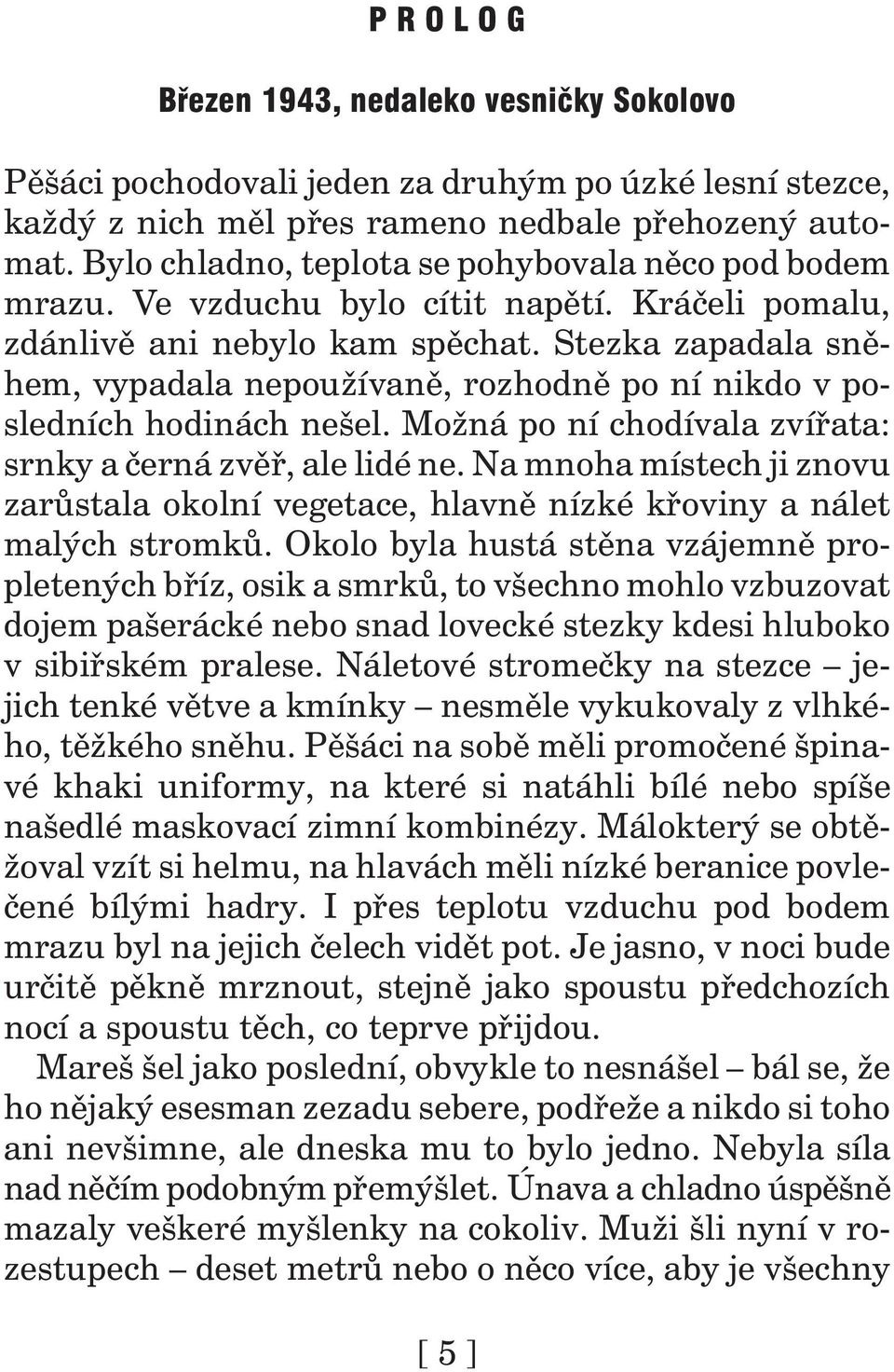 Stezka zapadala sněhem, vypadala nepoužívaně, rozhodně po ní nikdo v posledních hodinách nešel. Možná po ní chodívala zvířata: srnky a černá zvěř, ale lidé ne.