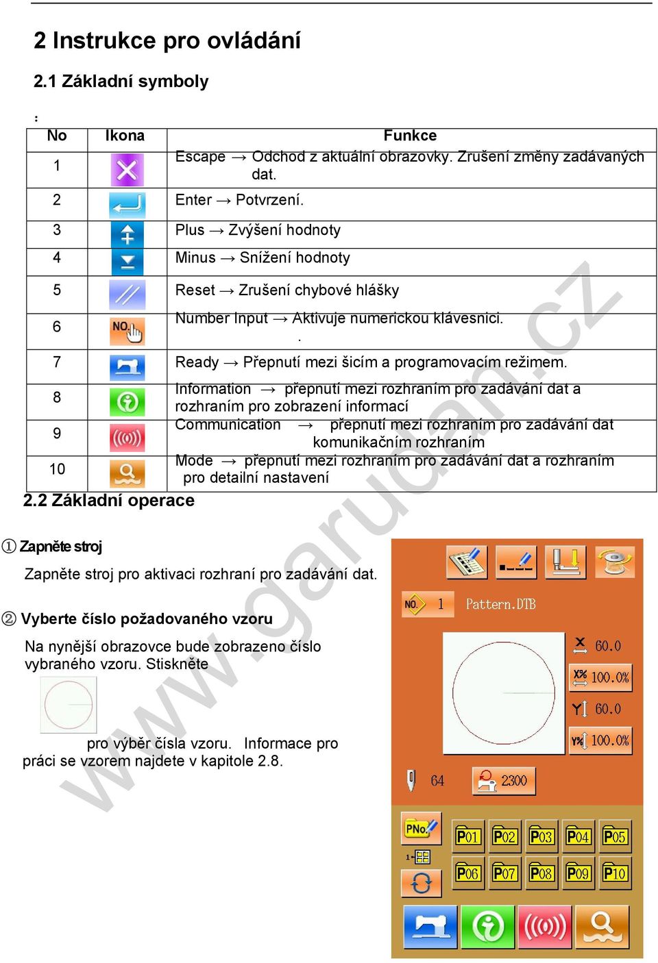 Information přepnutí mezi rozhraním pro zadávání dat a 8 rozhraním pro zobrazení informací Communication přepnutí mezi rozhraním pro zadávání dat 9 komunikačním rozhraním Mode přepnutí mezi rozhraním