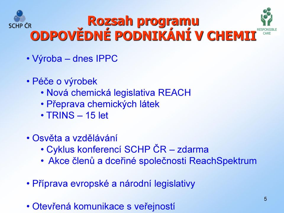 vzdělávání Cyklus konferencí SCHP ČR zdarma Akce členů a dceřiné společnosti