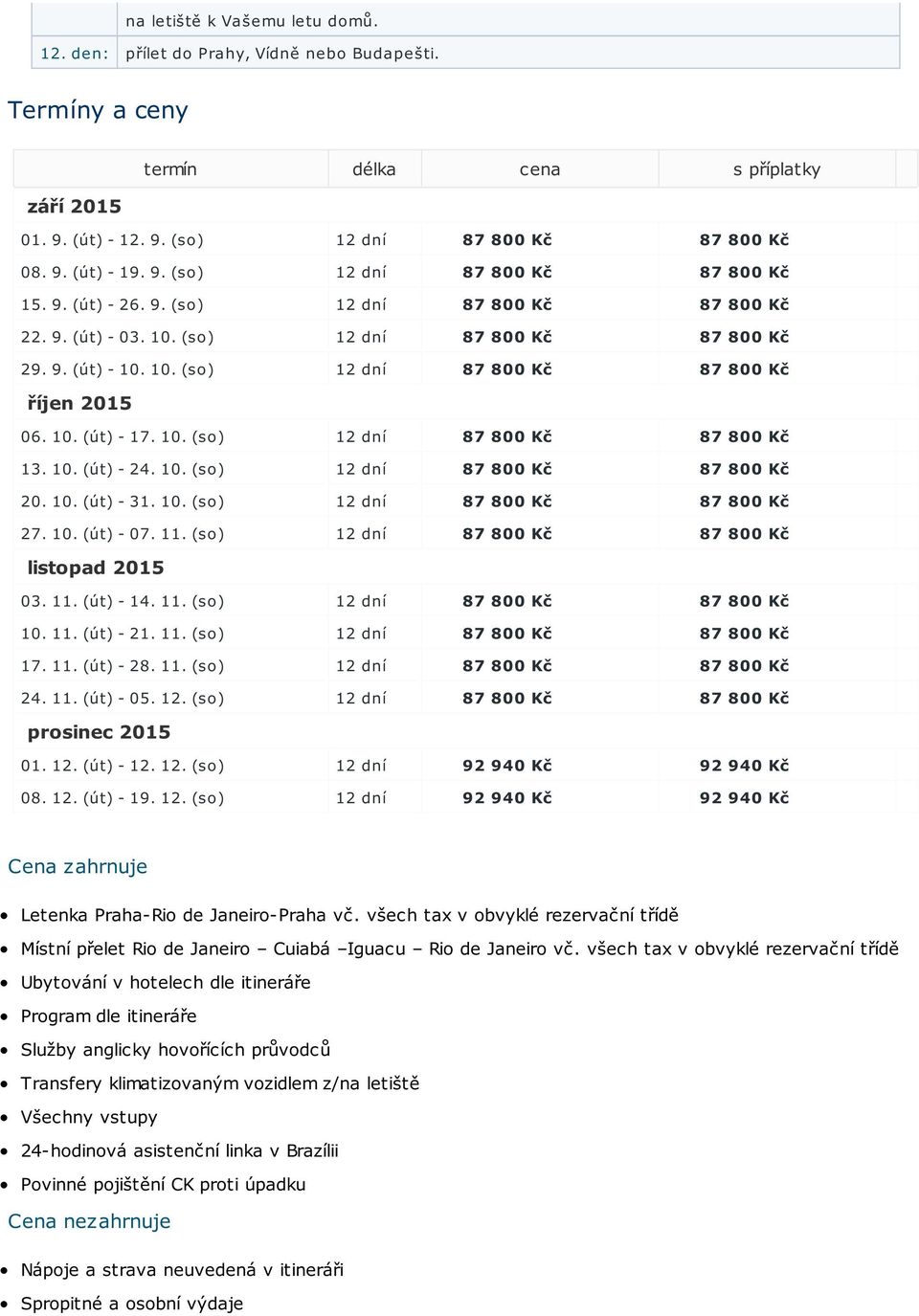 10. (út) - 17. 10. (so) 12 dní 87 800 Kč 87 800 Kč 13. 10. (út) - 24. 10. (so) 12 dní 87 800 Kč 87 800 Kč 20. 10. (út) - 31. 10. (so) 12 dní 87 800 Kč 87 800 Kč 27. 10. (út) - 07. 11.