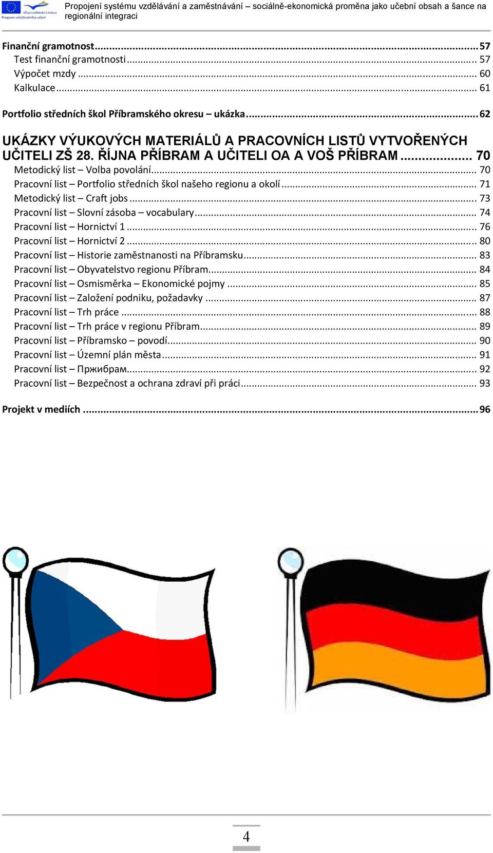 .. 70 Pracovní list Portfolio středních škol našeho regionu a okolí... 71 Metodický list Craft jobs... 73 Pracovní list Slovní zásoba vocabulary... 74 Pracovní list Hornictví 1.