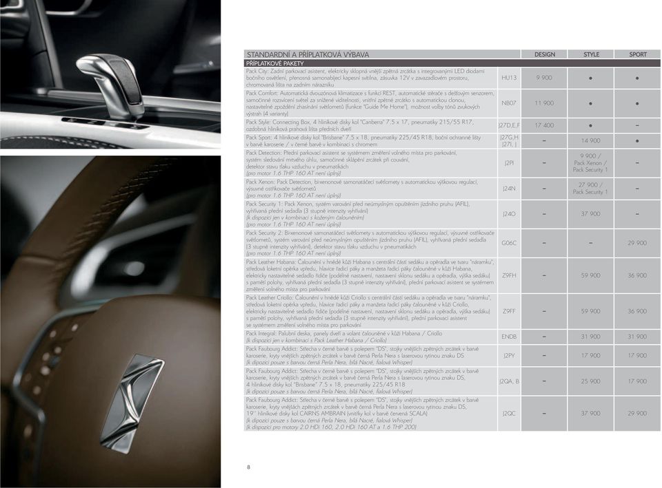 světel za snížené viditelnosti, vnitřní zpětné zrcátko s automatickou clonou, NB07 11 900 nastavitelné zpoždění zhasínání světlometů (funkce "Guide Me Home"), možnost volby tónů zvukových výstrah (4