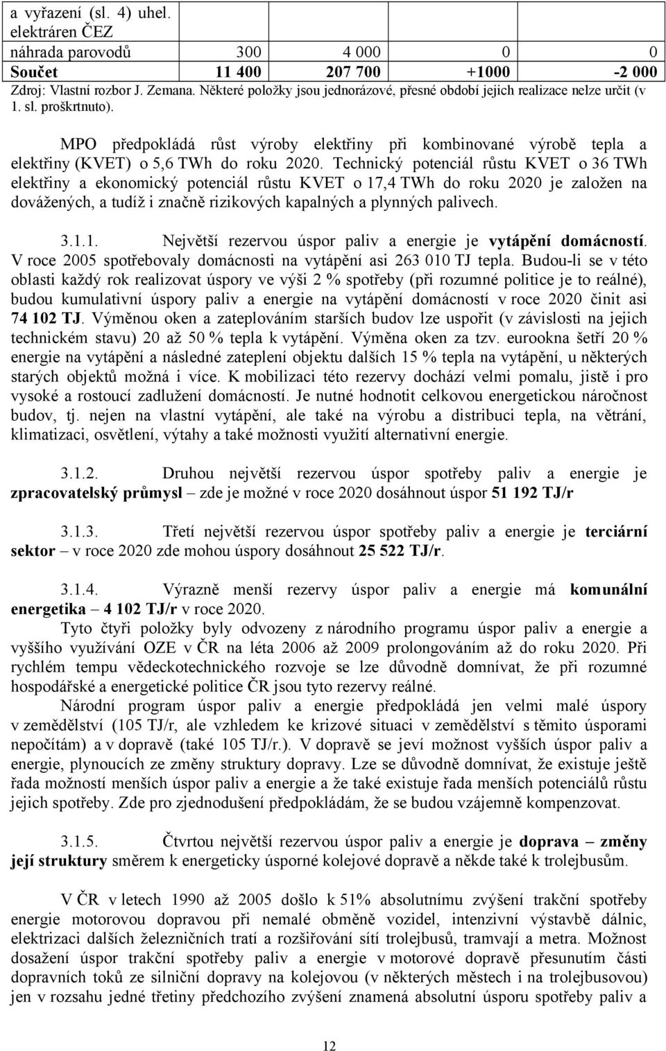 MPO předpokládá růst výroby elektřiny při kombinované výrobě tepla a elektřiny (KVET) o 5,6 TWh do roku 2020.