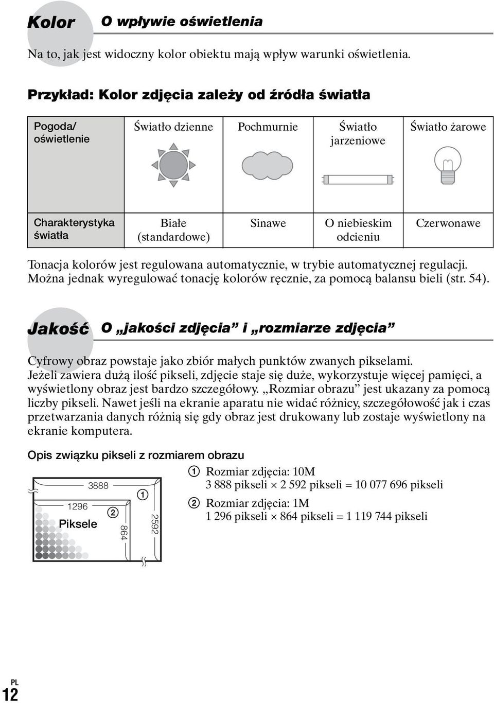 odcieniu Czerwonawe Tonacja kolorów jest regulowana automatycznie, w trybie automatycznej regulacji. Można jednak wyregulować tonację kolorów ręcznie, za pomocą balansu bieli (str. 54).